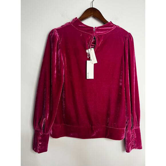NWT Anthropologie Velvet Drape Neck Top  Hot Pink Raspberry Color  Sz S MSRP $78 - Picture 6 of 8